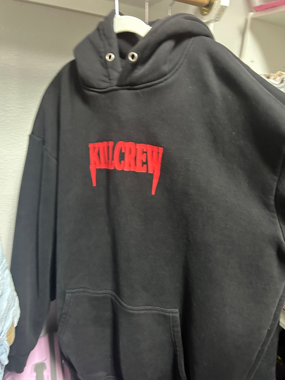 Kill Crew Black Hoodie with Red Logo Oversized Graphic Pullover